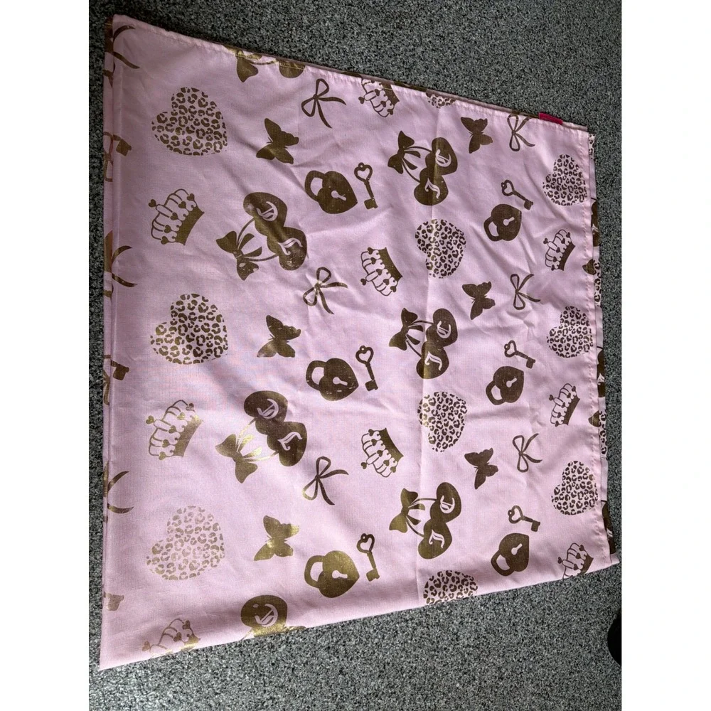 Juicy Couture Home Pink Gold Foil Heart Crown Butterfly Tablecloth Y2K Glam